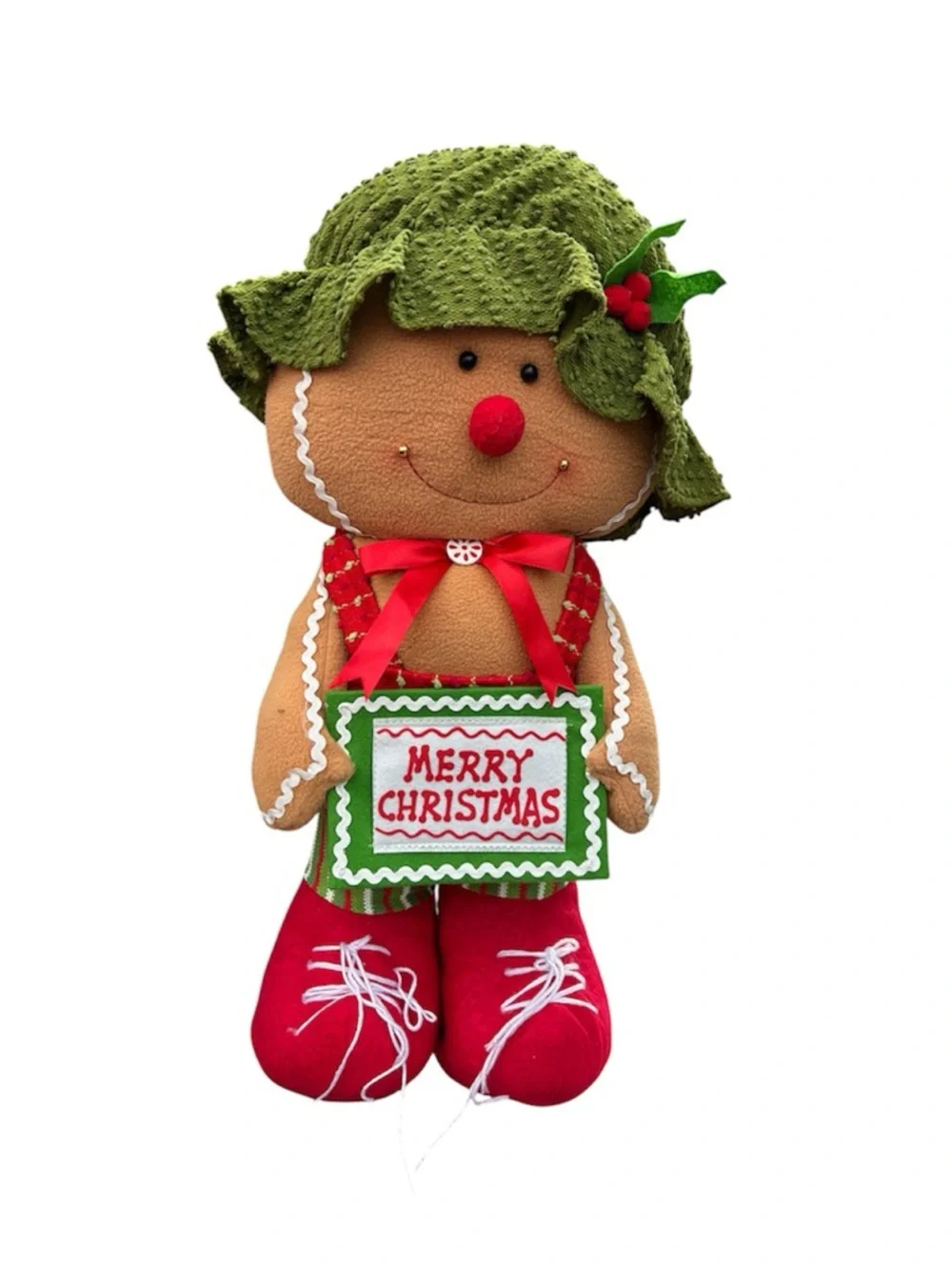 Kitschy Cottagecore Retro Happy Gingerbread Woman Christmas Porch Home Decor 90s